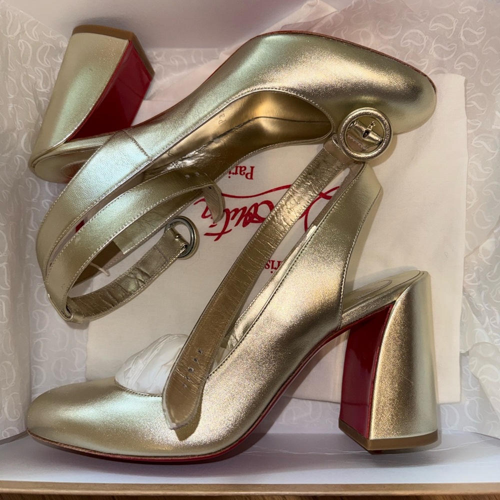 Christian Louboutin Gold and Red Heels